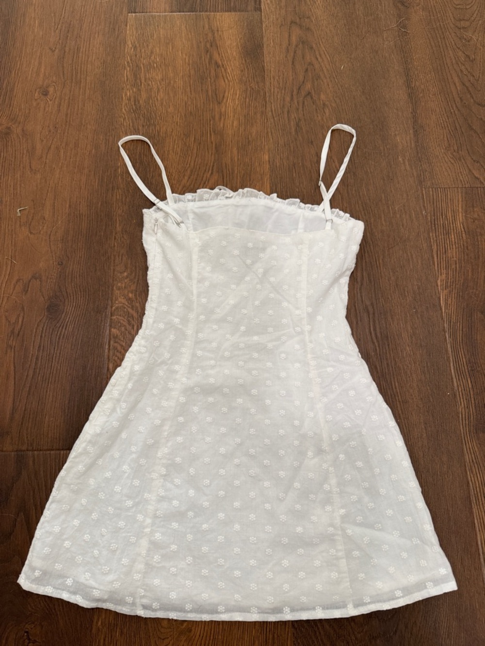 White Eyelet Mini Dress with Spaghetti Straps